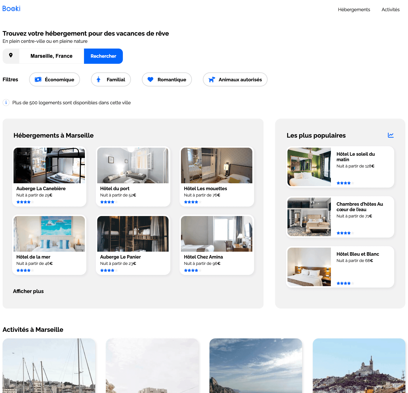 page d'accueil du site Booki