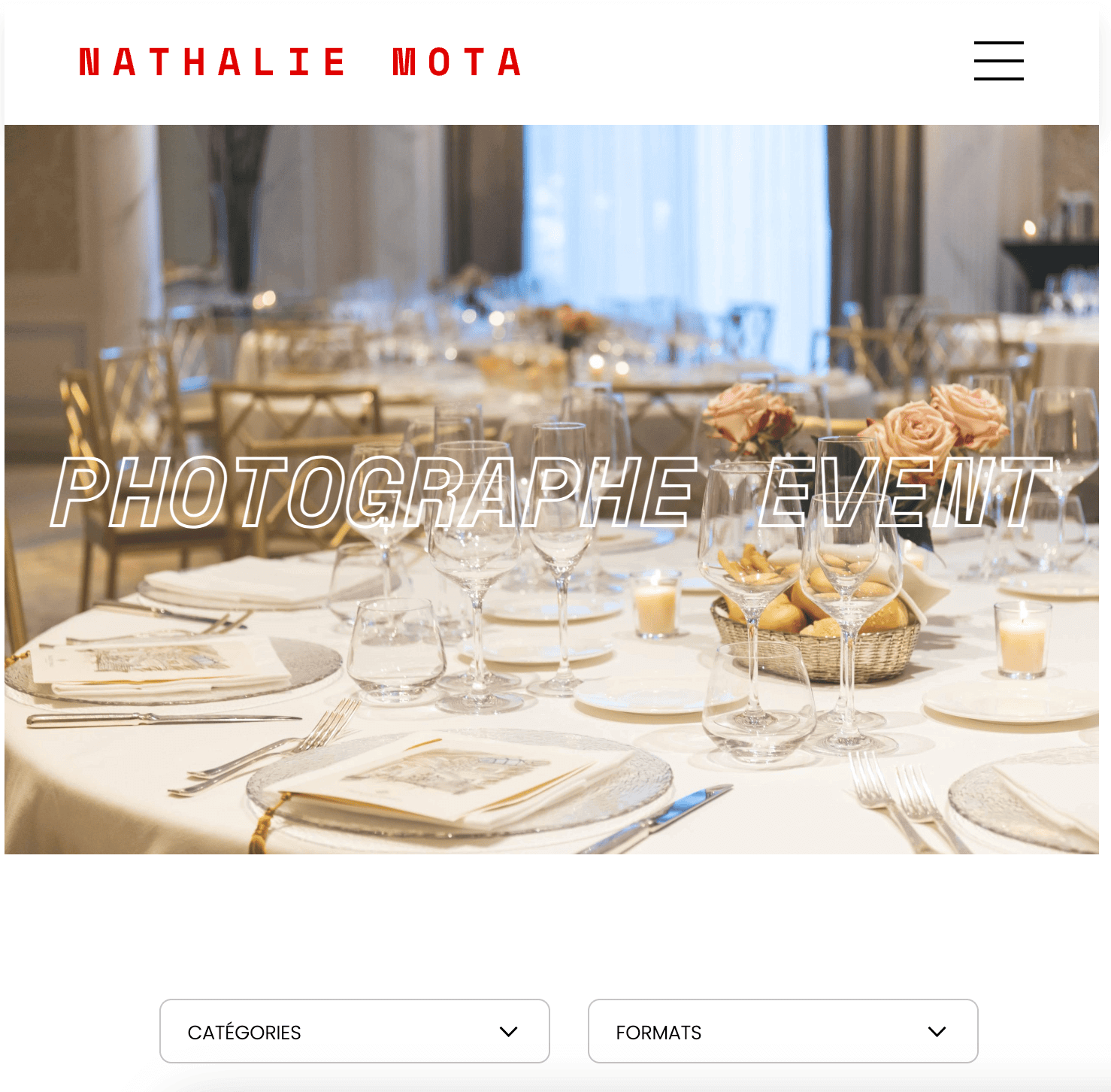 page d'accueil version mobile du site Nathalie Mota